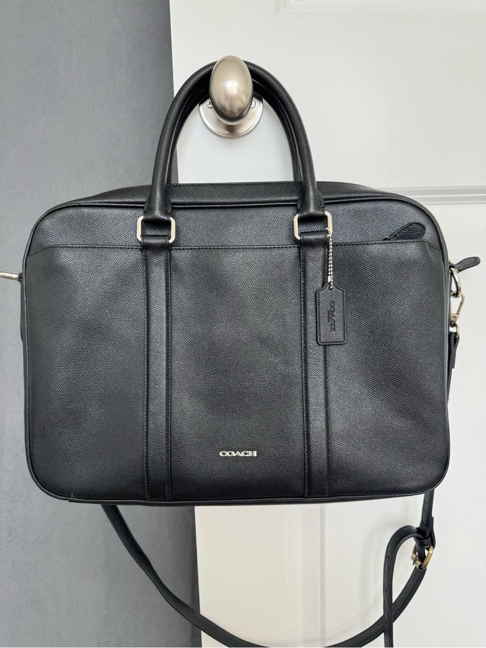 Coach Perry Slim Brief F59057 Black Leather
